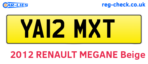 YA12MXT are the vehicle registration plates.