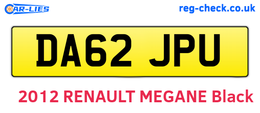 DA62JPU are the vehicle registration plates.