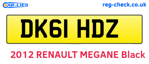 DK61HDZ are the vehicle registration plates.