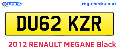 DU62KZR are the vehicle registration plates.