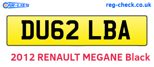 DU62LBA are the vehicle registration plates.