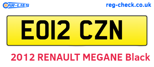 EO12CZN are the vehicle registration plates.