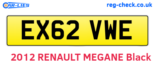 EX62VWE are the vehicle registration plates.