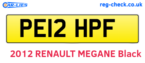 PE12HPF are the vehicle registration plates.