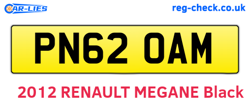PN62OAM are the vehicle registration plates.