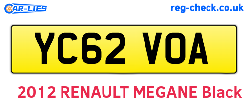 YC62VOA are the vehicle registration plates.