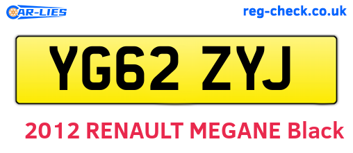 YG62ZYJ are the vehicle registration plates.