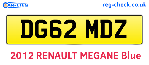 DG62MDZ are the vehicle registration plates.