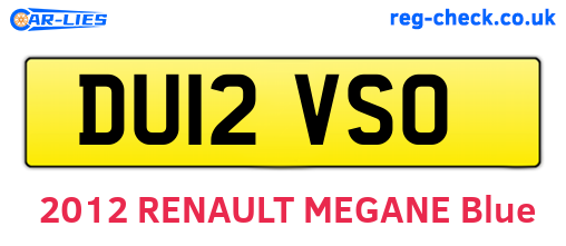 DU12VSO are the vehicle registration plates.