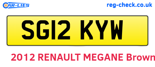 SG12KYW are the vehicle registration plates.