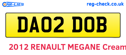 DA02DOB are the vehicle registration plates.