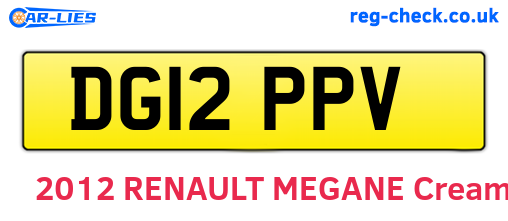 DG12PPV are the vehicle registration plates.