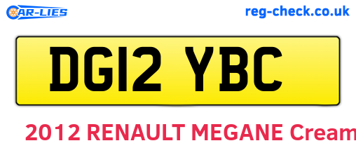 DG12YBC are the vehicle registration plates.