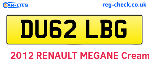 DU62LBG are the vehicle registration plates.