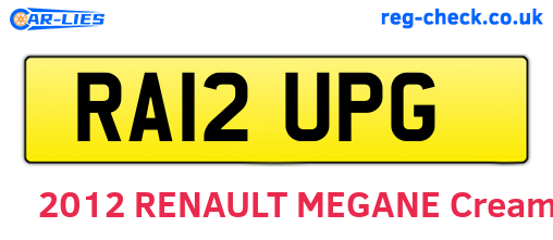 RA12UPG are the vehicle registration plates.
