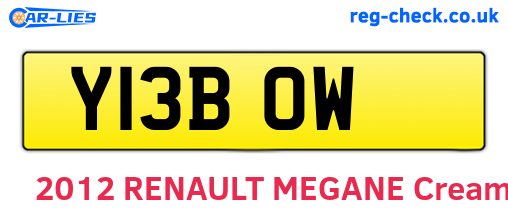 Y13BOW are the vehicle registration plates.