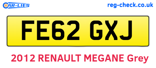 FE62GXJ are the vehicle registration plates.