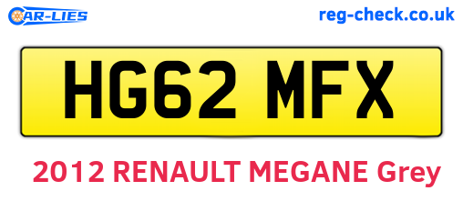 HG62MFX are the vehicle registration plates.