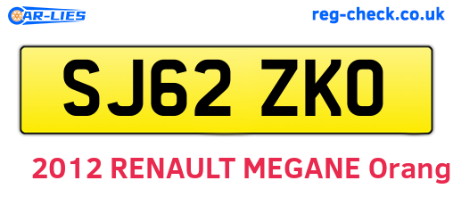 SJ62ZKO are the vehicle registration plates.