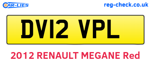 DV12VPL are the vehicle registration plates.