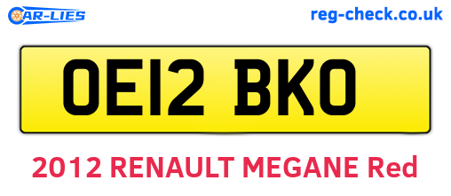 OE12BKO are the vehicle registration plates.