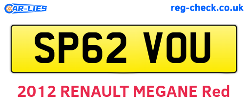 SP62VOU are the vehicle registration plates.
