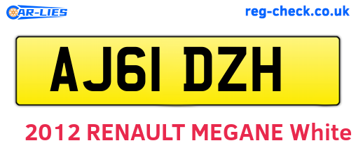 AJ61DZH are the vehicle registration plates.