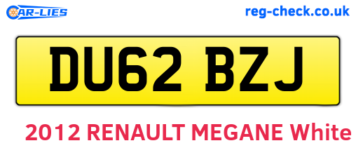 DU62BZJ are the vehicle registration plates.