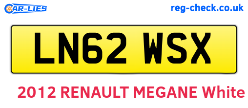 LN62WSX are the vehicle registration plates.