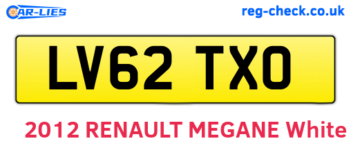 LV62TXO are the vehicle registration plates.