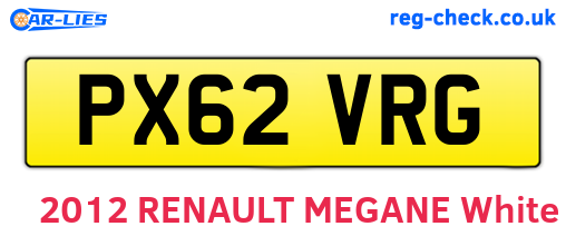 PX62VRG are the vehicle registration plates.