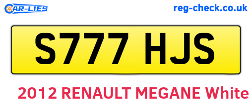 S777HJS are the vehicle registration plates.