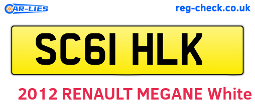 SC61HLK are the vehicle registration plates.