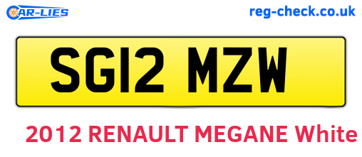 SG12MZW are the vehicle registration plates.