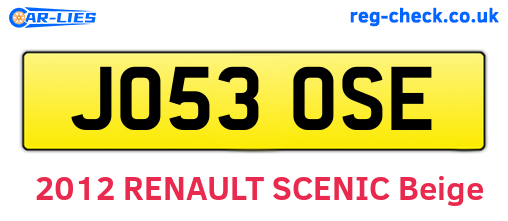 JO53OSE are the vehicle registration plates.
