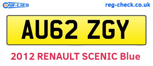 AU62ZGY are the vehicle registration plates.