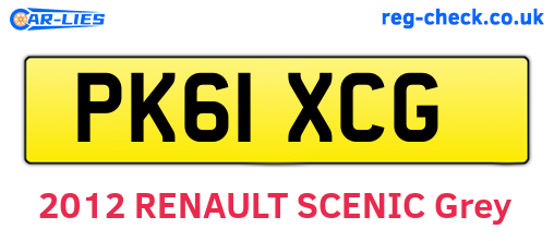 PK61XCG are the vehicle registration plates.