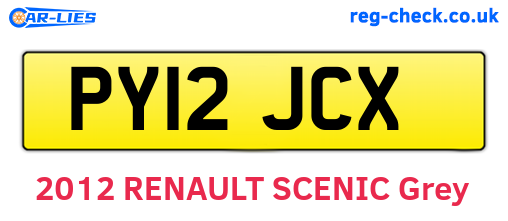 PY12JCX are the vehicle registration plates.