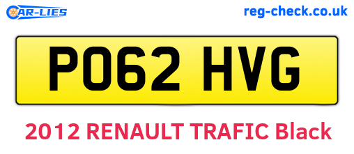 PO62HVG are the vehicle registration plates.