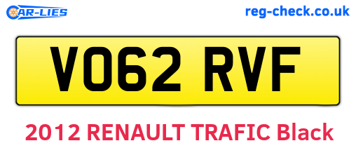 VO62RVF are the vehicle registration plates.