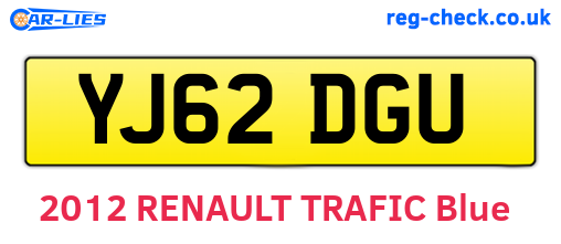 YJ62DGU are the vehicle registration plates.