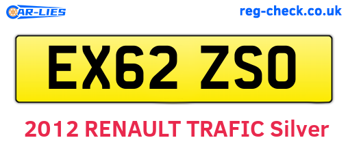 EX62ZSO are the vehicle registration plates.