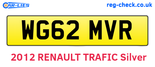WG62MVR are the vehicle registration plates.