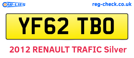 YF62TBO are the vehicle registration plates.