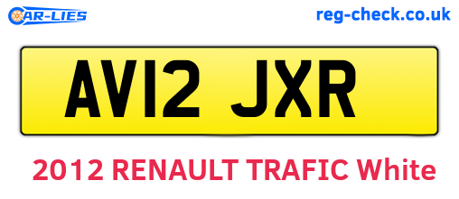 AV12JXR are the vehicle registration plates.
