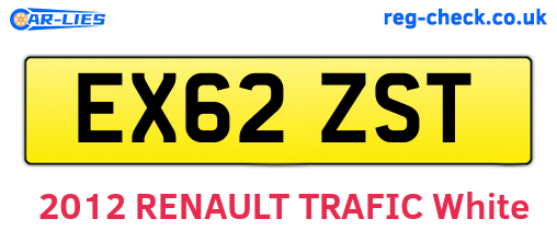EX62ZST are the vehicle registration plates.