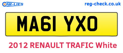 MA61YXO are the vehicle registration plates.