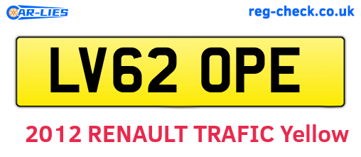 LV62OPE are the vehicle registration plates.