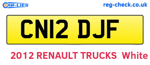 CN12DJF are the vehicle registration plates.