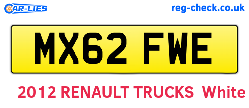 MX62FWE are the vehicle registration plates.